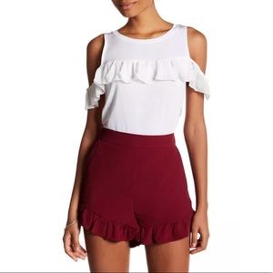 Willow & Clay Vellum Cold Shoulder Ruffle Blouse